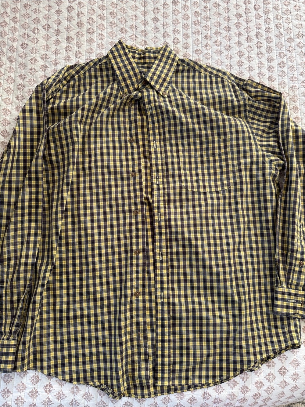 Van Heusen Yellow and Black Check Casual Button-Down Shirt